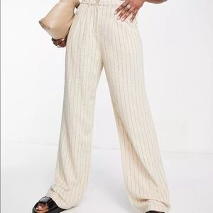 ASOS Beige and Black Striped Wide-Leg Pants